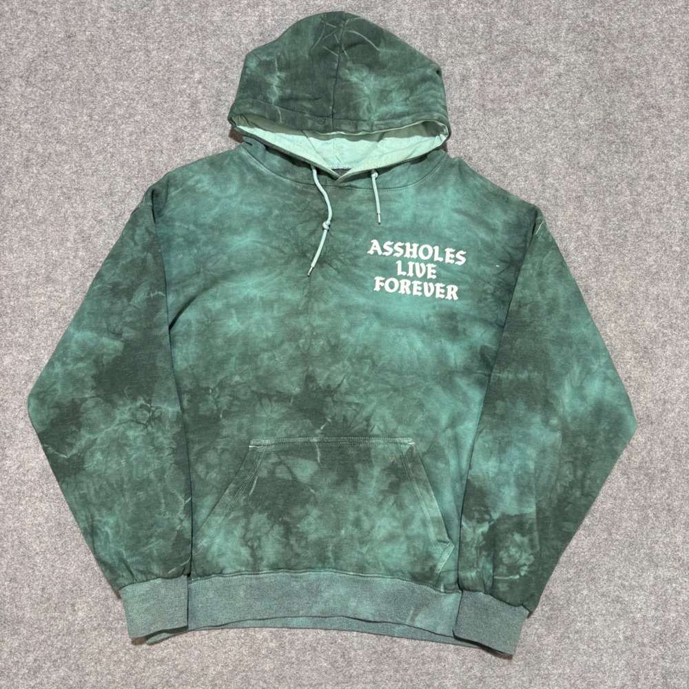 Assholes‎ Live Forever Green Tie Dye Hoodie Mens Large Graphic Sweatshirt